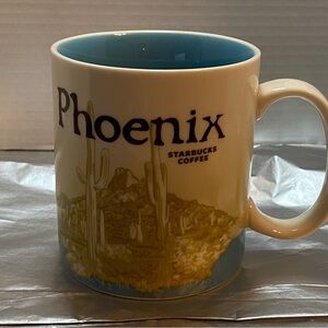 Starbucks Phoenix Mug - Blue Interior with Yellow Desert Design